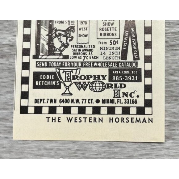 Eddie Retchin Trophy World Inc Vtg Mini Print Ad 1970s Trophies Plaques Miami FL - Picture 5 of 6
